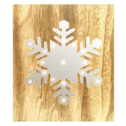 BLACHERE Tableau LED Miroir Flocon De Neige 19 LED Blanc Chaud - L 22 X I 3 X H 25 Cm