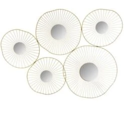 Déco Murale En Métal 5 Miroirs - Or