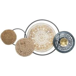 Déco Murale Fer, Sapin Et MDF 98x50 Cm - Multicolore