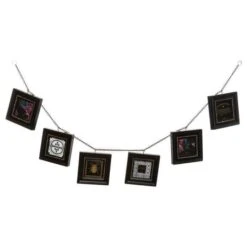 Guirlande Flower En MDF Pour 6 Photos - Noir