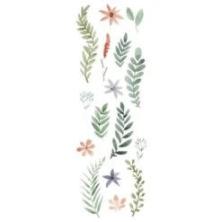 Décor Soldes Boutique 29 PLAGE Sticker Déco Hortense - Planche 24x68 Cm - Fleurs Et Feuilles Stylisées