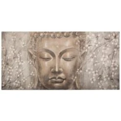 Décor Soldes Boutique 25 Toile Peinte Bouddha - 58 X 118 Cm - Gris