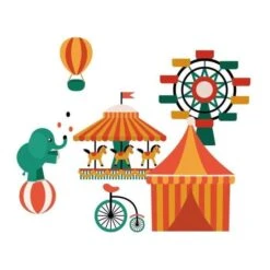 WALL IMPACT Stickers Circus Wall - 36x30x1 Cm - Vinyle Calandré Monomérique